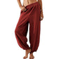 Dames casual broek met elastische taille en wijde pijpen