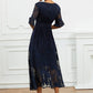 Elegante kanten bloemenflare mouw jurk