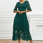 Elegante kanten bloemenflare mouw jurk