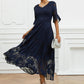 Elegante kanten bloemenflare mouw jurk