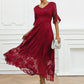 Elegante kanten bloemenflare mouw jurk