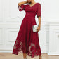 Elegante kanten bloemenflare mouw jurk