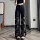 💜 LAATSTE DAG ACTIE - 50% KORTING 💜Dames gesplitste, warme strass-print holle broek