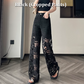 💜 LAATSTE DAG ACTIE - 50% KORTING 💜Dames gesplitste, warme strass-print holle broek