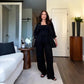 Set van effenkleurig, relaxed shirt en wijde broek