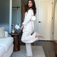 Set van effenkleurig, relaxed shirt en wijde broek