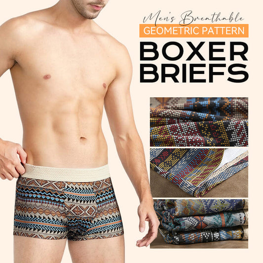 Ademende boxershorts met geometrisch patroon voor heren (1 kopen, 2 gratis)