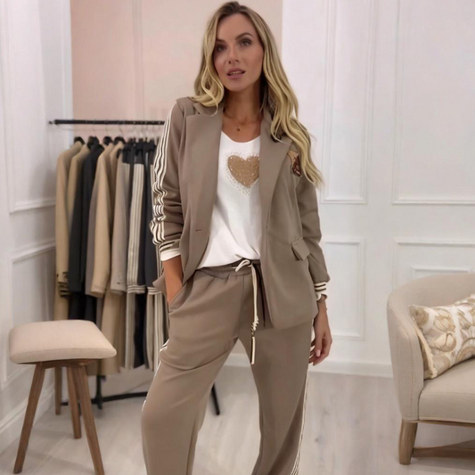 💥Tijdelijk aanbod - 50% korting💥Mode Blazer & Broek Set van 2 Stuks met Zijstrepen