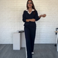 Dames Lange Mouw Revers Top & Broek Set