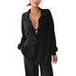 Oversized top met kraag en diepe V-hals voor dames