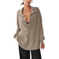 Oversized top met kraag en diepe V-hals voor dames