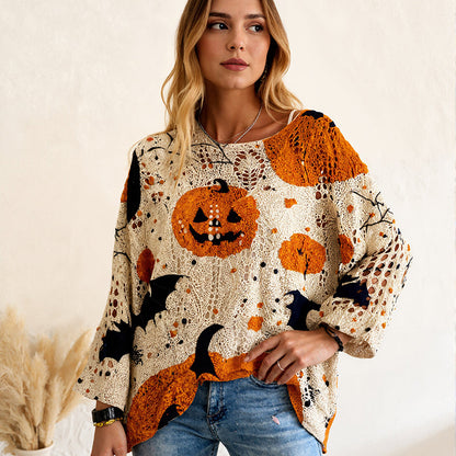 🎃Losvallende Halloween-trui met vleermuismouwen voor dames🎁