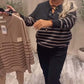 Set van casual gestreepte top en enkellange broek