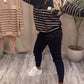 Set van casual gestreepte top en enkellange broek