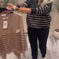 Set van casual gestreepte top en enkellange broek