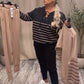 Set van casual gestreepte top en enkellange broek