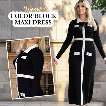 🧥Damesjurk met lange mouwen en kleurblokken