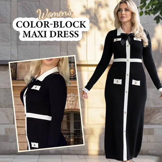 🧥Damesjurk met lange mouwen en kleurblokken