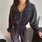 Gezellige, warme jumpsuit met rits aan de voorkant