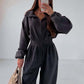 Gezellige, warme jumpsuit met rits aan de voorkant