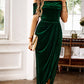 Elegante maxi-jurk met ruches en blote schouders voor dame