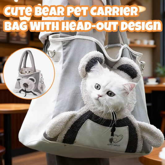 🐻🐾 Schattige Beer-Huisdier Draagtas – Head-Out Design, Comfortabele Canvas & Veilig Voor Katten/Honden Tot 4kg（Perfect voor Avonturen!）