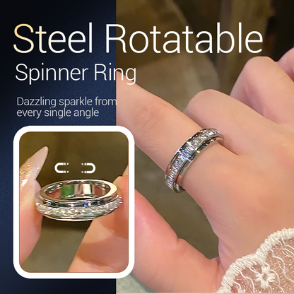 💖50% korting!💖Draaibare spinner-ring van titaniumstaal met zirkonia
