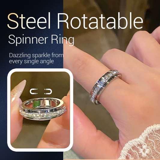 💖50% korting!💖Draaibare spinner-ring van titaniumstaal met zirkonia