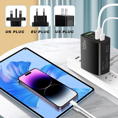 ⚡ Nieuw 2026 – 120W Snellader met 5 Poorten | Laad 5 Apparaten Tegelijk Snel & Veilig – 50% Korting