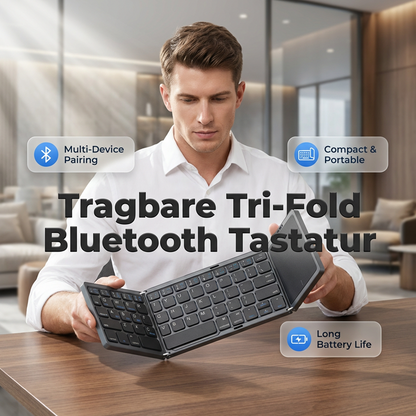 💥【50% OFF】🔥 Driemaal Opvouwbaar Bluetooth Toetsenbord | Vouwt tot Smartphoneformaat | Ingebouwd Touchpad | Stille Schaarmechanisme | Bluetooth 5.1 | Verbind 3 Apparaten, Schakel met Één Knop | Voor Tablet/Telefoon/Laptop | 3 Kleuren: Zwart/Wit/Grijs ⌨️