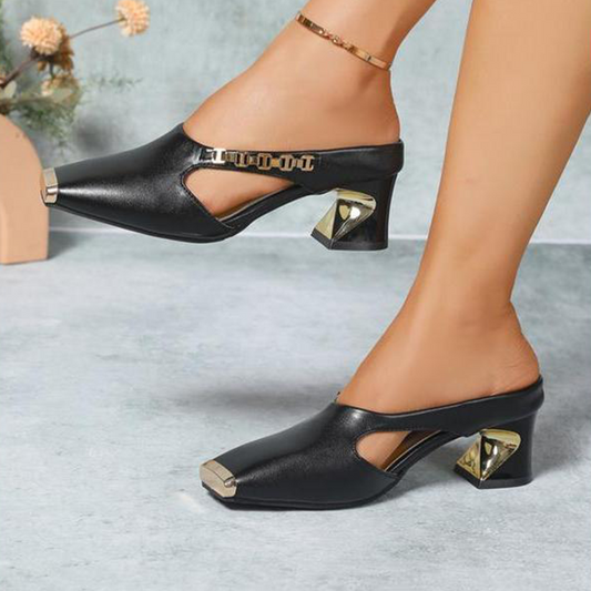 ⏰Flasht Sale 50% KORTING🔥Mules à bout carré et bout métallique pour femme✨👠