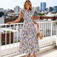 Zomer Maxi Jurk in Kleurrijke Bloemenprint | Ademend Materiaal | Perfect voor Vakantie en Feest