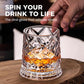 🎉【Aanbieding】🥃✨360° Draaibaar Whiskyglas | 300 ml | Loodvrij Glas | Geëmbosseerde Patronen | Stabiele Basis🍸