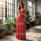 Dames Boho Print Maxijurk | Met Verstelbare Bandjes | Lichtgewicht & Vloeiend | Perfect voor Vakantie