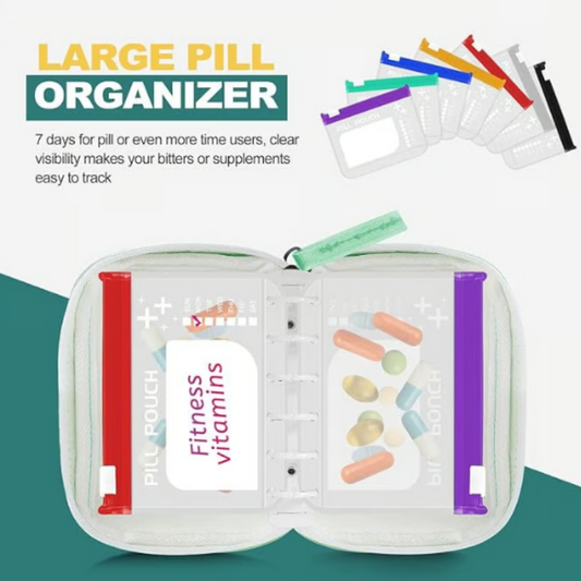 Discrete Medicijn Organizer voor 1 Week | AM/PM | Reizen | Siliconen & EVA