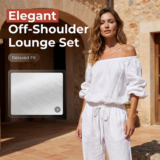 Elegant Off-Shoulder Lounge Set | Met Pofmouwen | Ademend Polyester | S-5XL