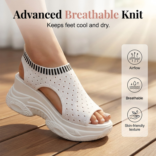 Dames Ademende Wig Sandalen | 9 cm Hak | Flyknit Bovenwerk | Maten 36-43