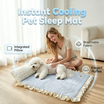 【Verkoeling】 Premium Huisdieren Mat | Tegen Oververhitting | Met Ruffle Rand | Elegant Design