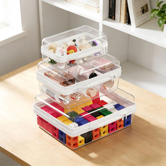 Hard Shell Transparante Opbergbox | 3 Maten | Stapelbaar & Waterbestendig | Roos/Wit/Zwart
