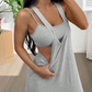 Vrouwen Tank Top Maxi Jurk | Met Zijaansnijdingen | Twee-Delen Look | Donkergrijs/Zwart