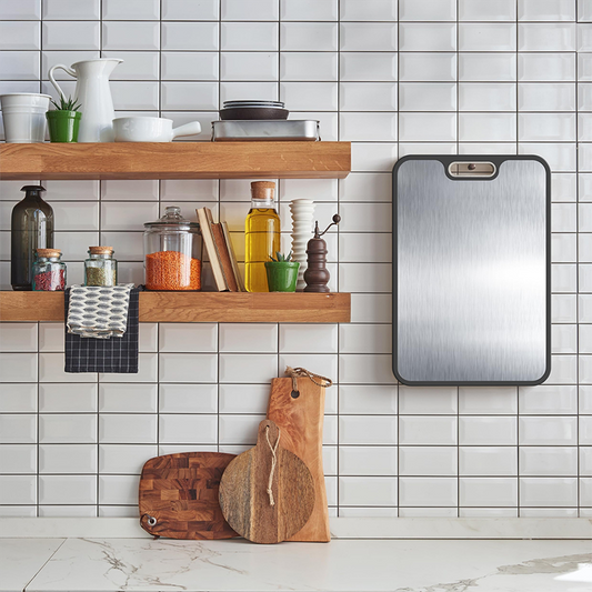 Dubbelzijdige Keuken Snijplank | Titanium & Tarwestro PP | Met Sapgroef | 38x26cm