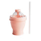 2-in-1 Draagbare IJsbalmaker Beker | 6cm IJsbol | Inklapbaar | Met Rietje | Blauw/Geel/Roze