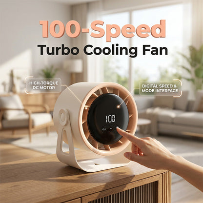 100-Snelheden Stille Turboventilator | Smart Touch Display | Type-C Oplaadbaar