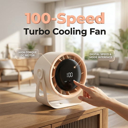 100-Snelheden Stille Turboventilator | Smart Touch Display | Type-C Oplaadbaar