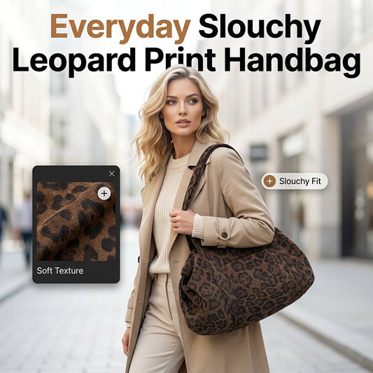 Slouchy Luipaardprint Tote Tas voor Vrouwen | Synthetische Suède | Ruime Dagschoudertas