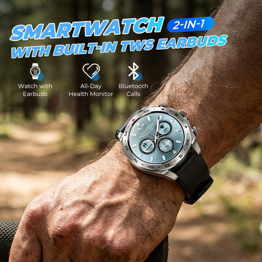 【Revolutionair Ontwerp】TWS Oordopjes Smartwatch | 400mAh Batterij | Zwart/Zilver