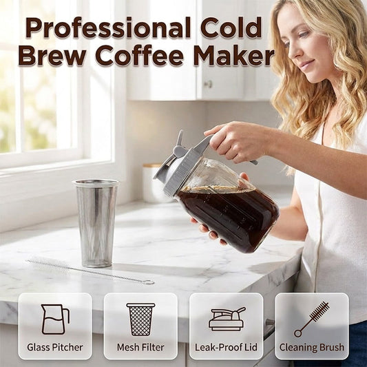 Complete Set voor Koud Koffiezetten thuis | Incl. Reinigingsborstel | 32oz/64oz