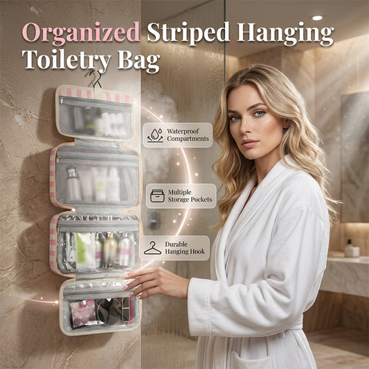 Hangende Toilettas Reizen | 4 Doorzichtige Vakken | Waterbestendig | Compact Opvouwbaar