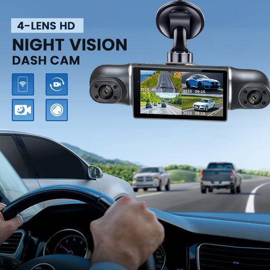4-in-1 Dashcam Systeem | Met Nachtopname en Loop Recording