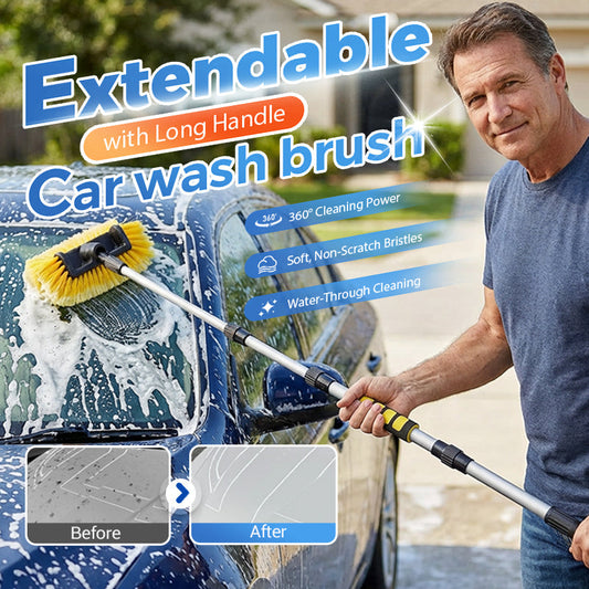 🚗 Uitschuifbare autowasborstel – steel van 152 cm, reinigt in 360°! ✨ Bereik meer hoogte, schrob slimmer – zacht voor de lak, hard tegen vuil! 🧼💦